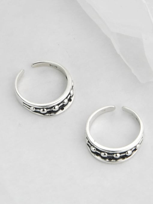 SHUI Vintage Sterling Silver With Antique Silver Plated Vintage Irregular Free Size Rings 0
