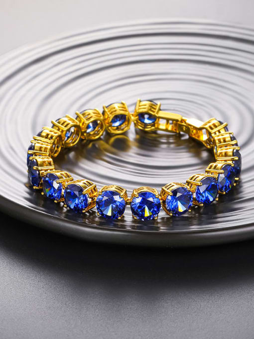 blue Alloy Cubic Zirconia Geometric Vintage Bracelet