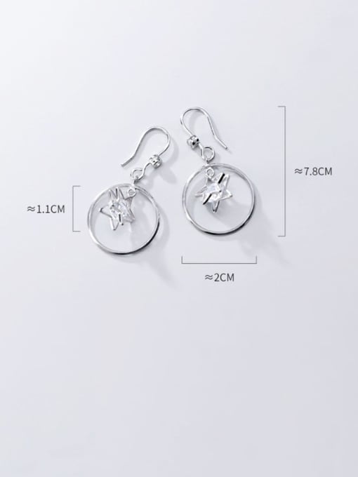 Rosh 925 Sterling Silver Cubic Zirconia Star Minimalist Hook Earring 2