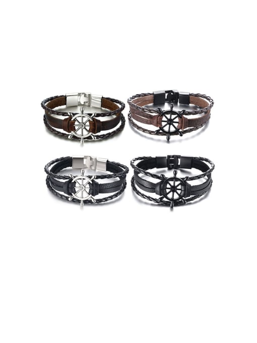 CONG Stainless Steel With White Gold Plated Simplistic Hollow Rudder  Bracelets 0