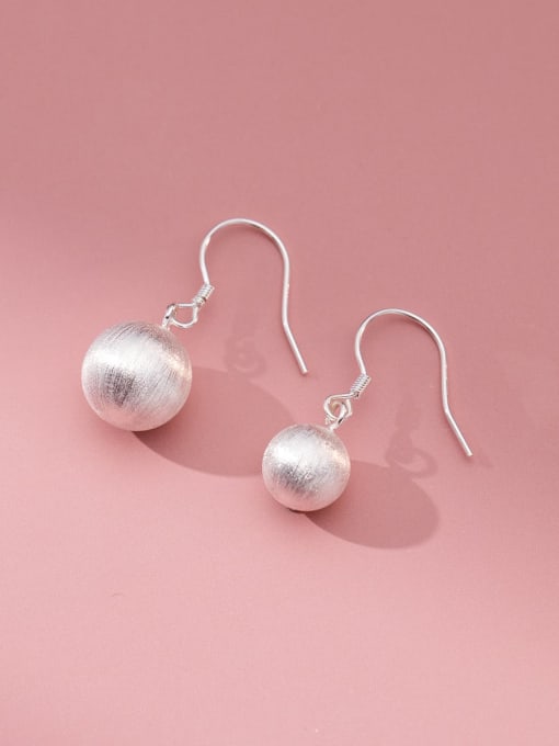 Rosh 925 Sterling Silver Bead Round Minimalist Hook Earring 2