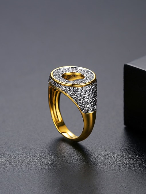 White zirconium 18K Brass Cubic Zirconia Geometric Minimalist Band Ring