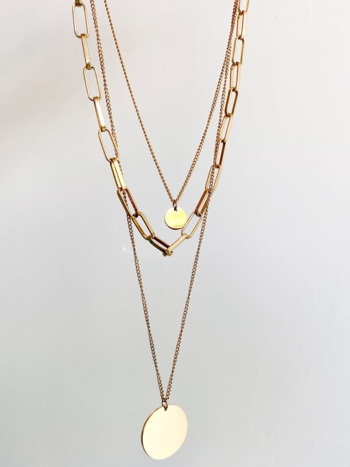 LI MUMU Titanium Three-layer chain stacking medal Smooth chain multi-layer necklace 1