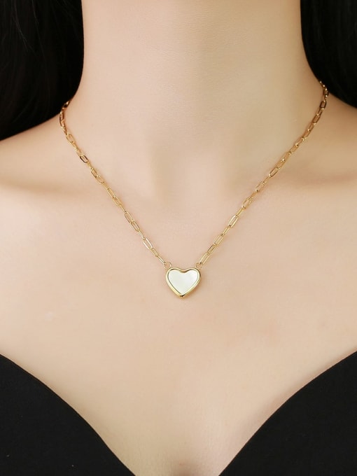 CONG Titanium Steel Shell Heart Minimalist Necklace 1