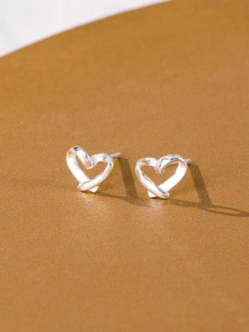 BeiFei Minimalism Silver 925 Sterling Silver Heart Cute Stud Earring 2