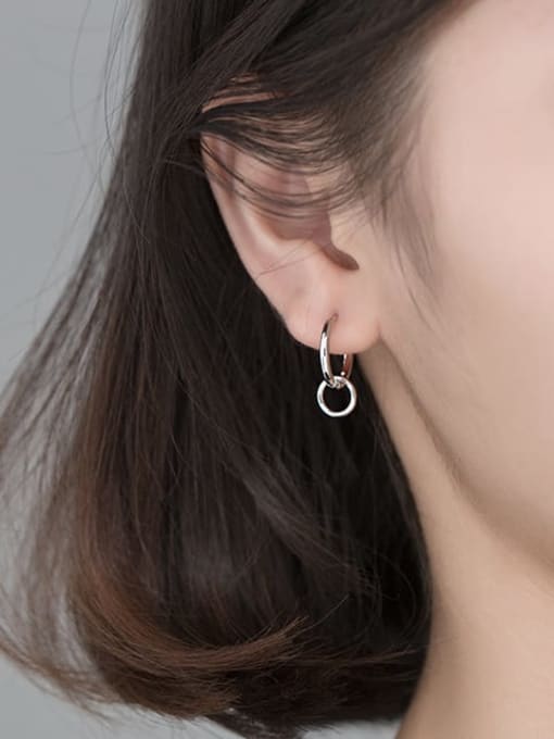Rosh 925 Sterling Silver Hollow Geometric Minimalist Drop Earring 1
