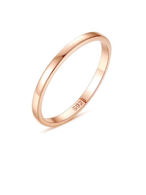 Rose gold 13i01 925 Sterling Silver Minimalist Smooth Round  Band Ring