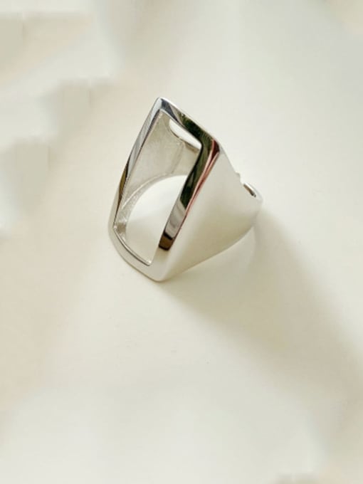 Boomer Cat 925 Sterling Silver Hollow Geometric Vintage free size Ring