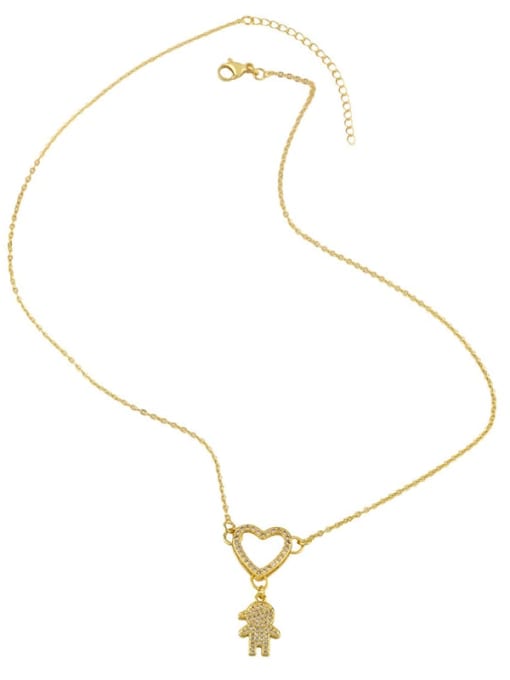 CC Brass Cubic Zirconia Heart Hip Hop Necklace 2