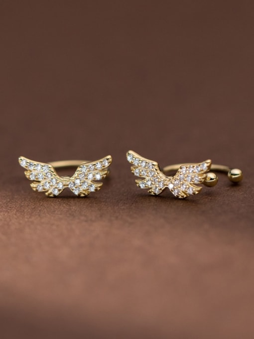 Rosh 925 Sterling Silver Cubic Zirconia Wing Cute Stud Earring 0