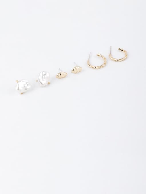 Girlhood Brass Irregular Minimalist Geometric 6-piece Stud Earring 1