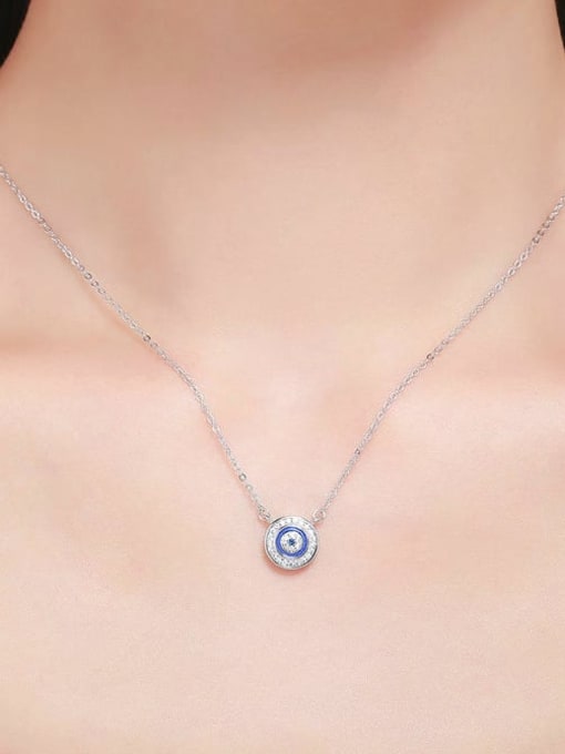 Jare 925 Sterling Silver Cubic Zirconia Evil Eye Dainty Necklace 1
