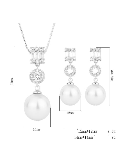 ROSS Brass Imitation Pearl Minimalist Geometric Earring and Pendant Set 2