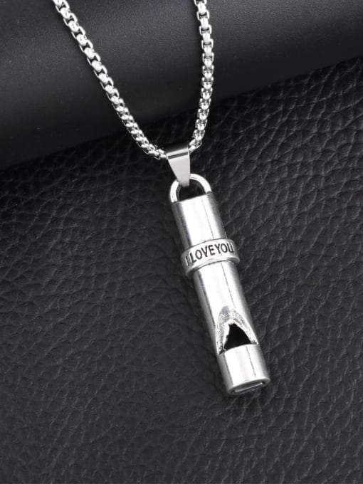 CC Stainless steel  Chain  Alloy  Whistle Pendant  Hip Hop Necklace 2
