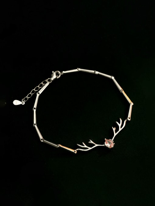 BeiFei Minimalism Silver 925 Sterling Silver Cubic Zirconia Deer Head Minimalist Bracelet 4