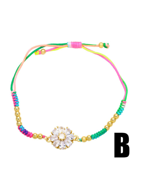 B Brass Cubic Zirconia Multi Color Weave Vintage Handmade Weave Bracelet