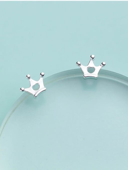 Rosh 925 Sterling Silver Crown Minimalist Stud Earring 0