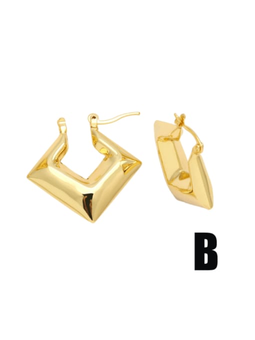 B Brass Geometric Minimalist Huggie Earring