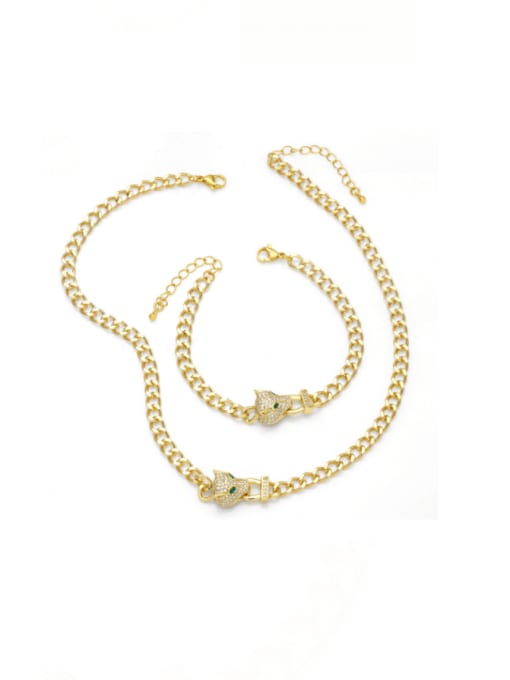 CC Brass Cubic Zirconia Vintage Leopard  Necklace 0