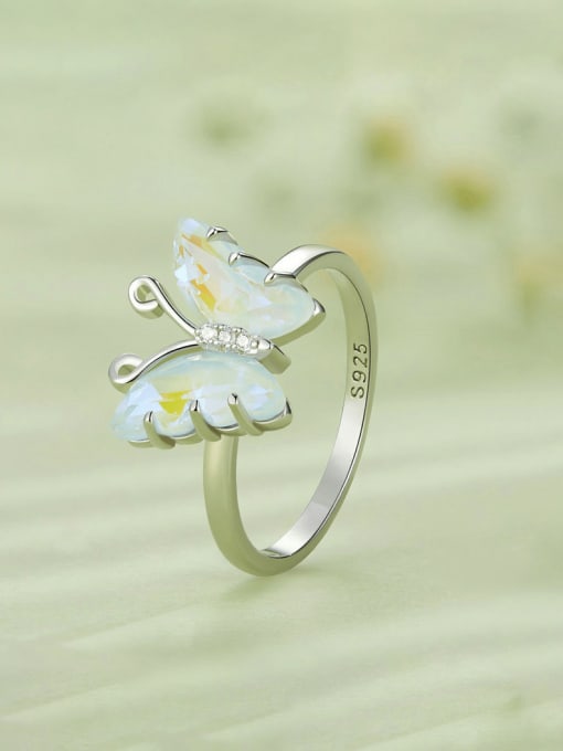 Jare 925 Sterling Silver Resin Butterfly Cute Band Ring 3