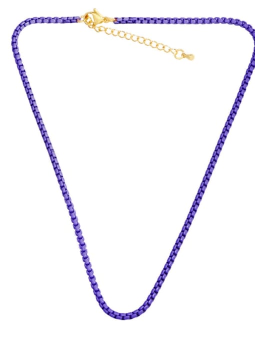 violet Brass Enamel Irregular Minimalist Necklace