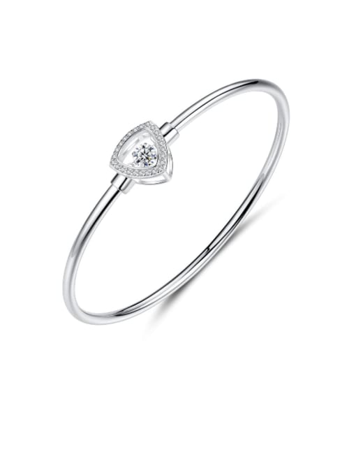 Platinum 12E05 925 Sterling Silver Cubic Zirconia simple fashion triangle Bracelet