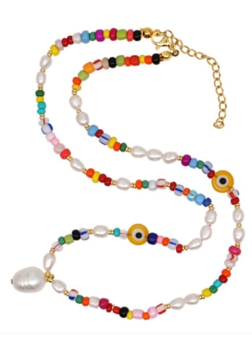 MMBEADS Stainless steel Freshwater Pearl Multi Color Irregular Bohemia Long Strand Necklace 0