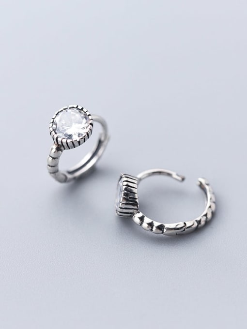 Rosh 925 sterling silver cubic zirconia  round minimalist huggie earring 1
