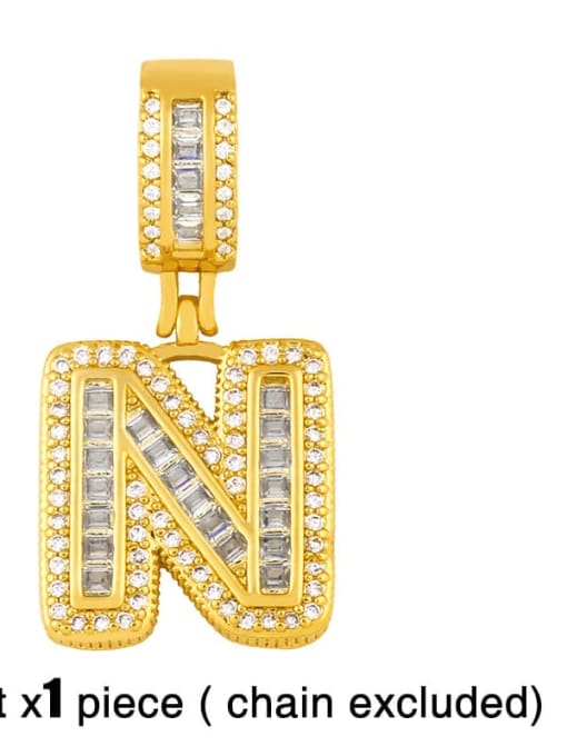 N (excluding chain) Brass Letter  Cubic Zirconia Vintage Pendant