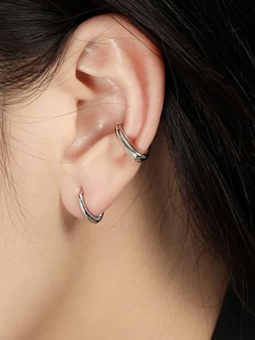 DAKA 925 Sterling Silver Geometric Minimalist Huggie Earring 1