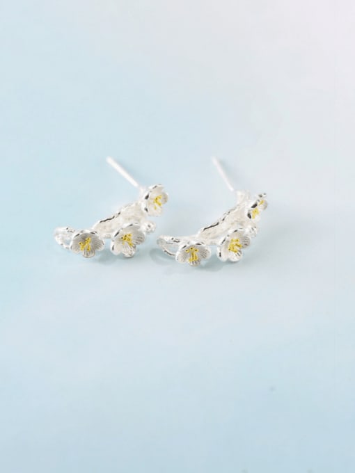 Rosh 925 Sterling Silver Flower Cute Stud Earring