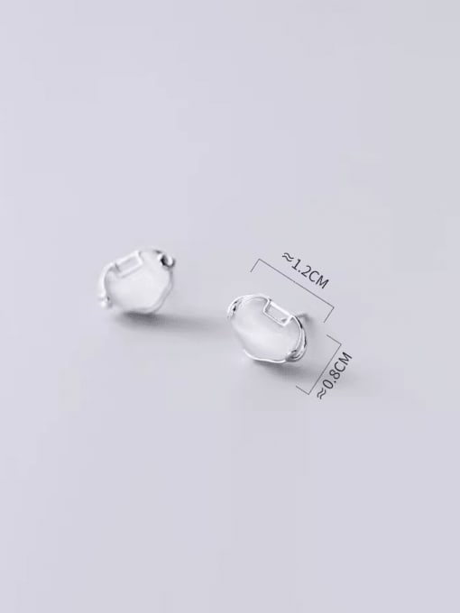 Rosh 925 Sterling Silver Cats Eye Heart Minimalist Stud Earring 2