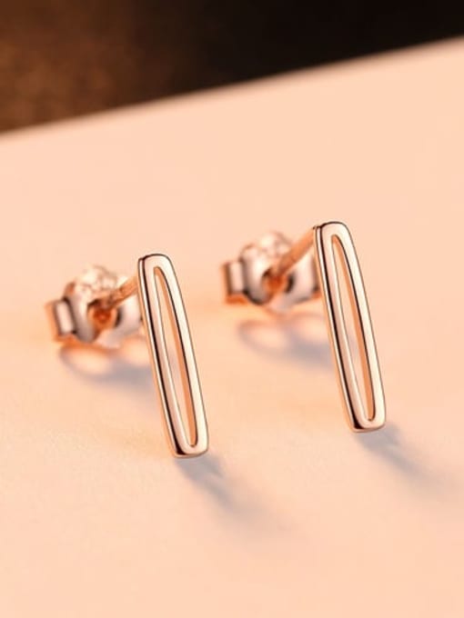 Rose gold 17c11 925 Sterling Silver Hollow  Geometric Minimalist Stud Earring