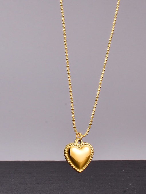A TEEM Titanium smooth Heart Minimalist Bead chain necklace 0