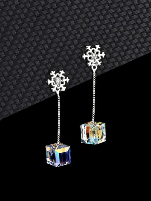 BC-Swarovski Elements 925 Sterling Silver Austrian Crystal Square Classic Drop Earring 3
