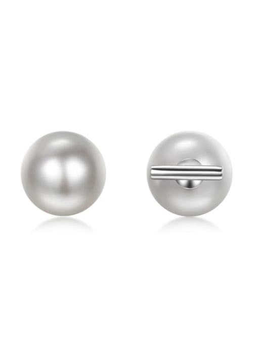 Rosh 925 Sterling Silver Imitation Pearl Round Minimalist Stud Earring 0