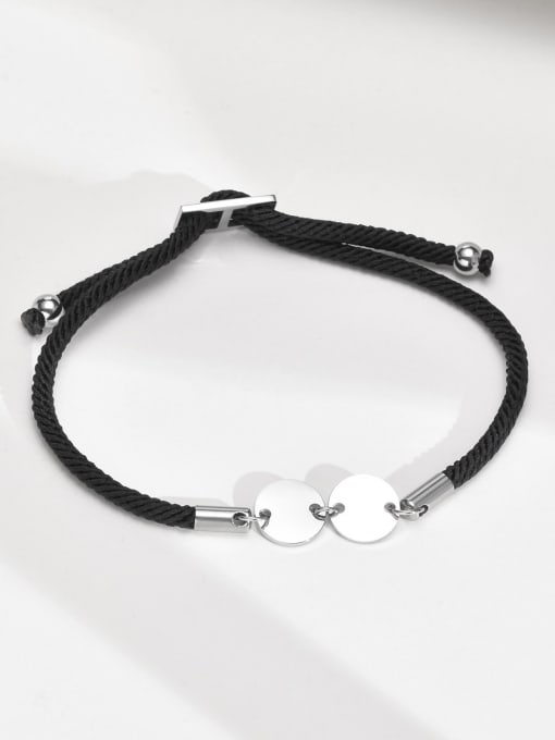 CONG Stainless steel Artificial Leather Geometric Minimalist Adjustable Bracelet 2