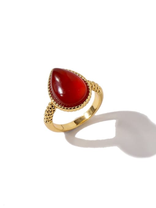 Golden red Copper Water Drop Minimalist Band Ring