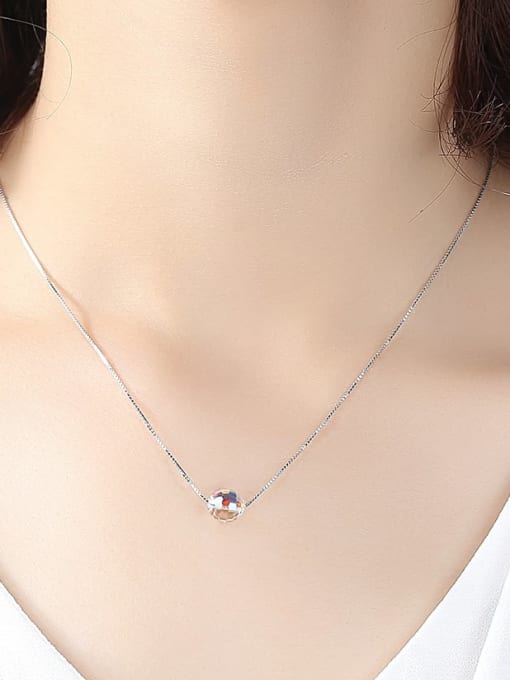 CCUI 925 Sterling Silver Simple Synthetic Crystal Pendant Necklace 1
