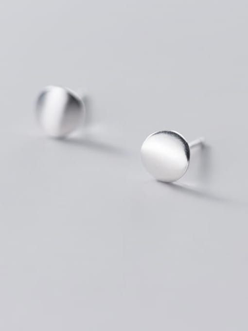 Rosh 925 Sterling Silver smooth Round Minimalist Stud Earring 0