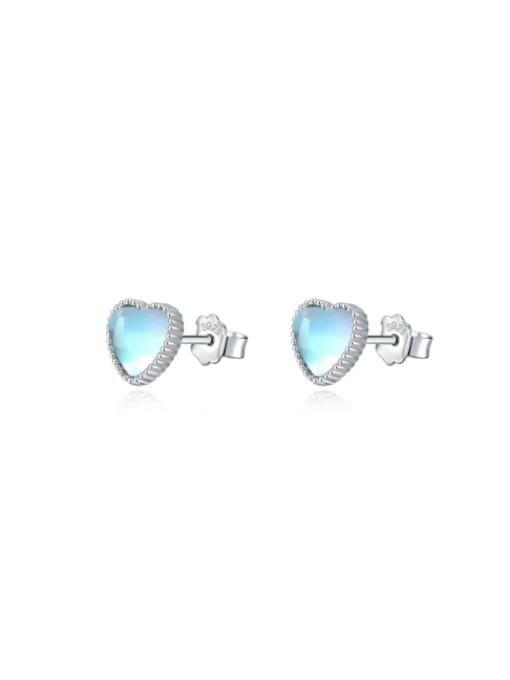MODN 925 Sterling Silver Moonstone Heart Dainty Stud Earring 0