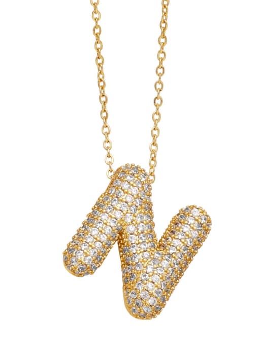 N Brass Cubic Zirconia Letter Minimalist Necklace