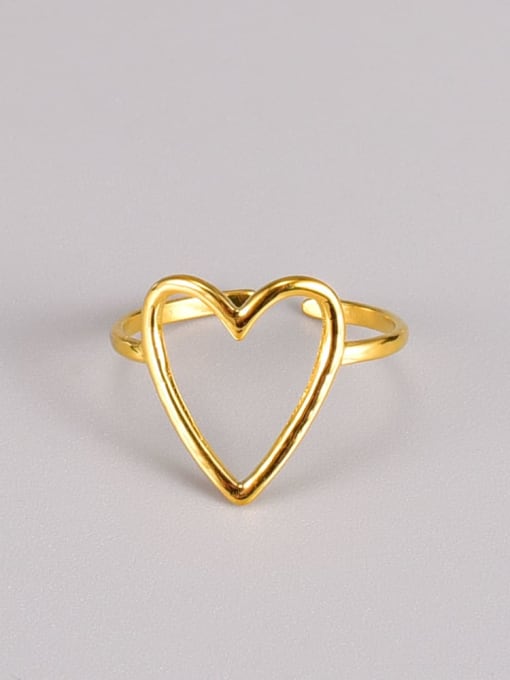 A TEEM Titanium Steel Hollow  Heart Minimalist Band Ring