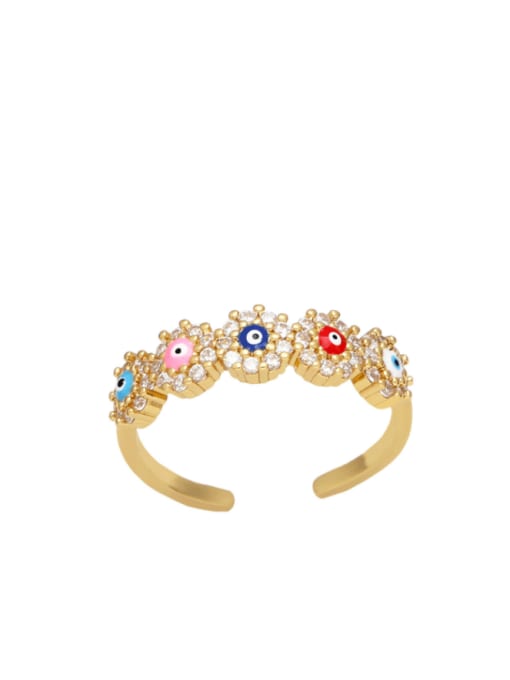 Mixed color Brass Cubic Zirconia Flower Vintage Band Ring