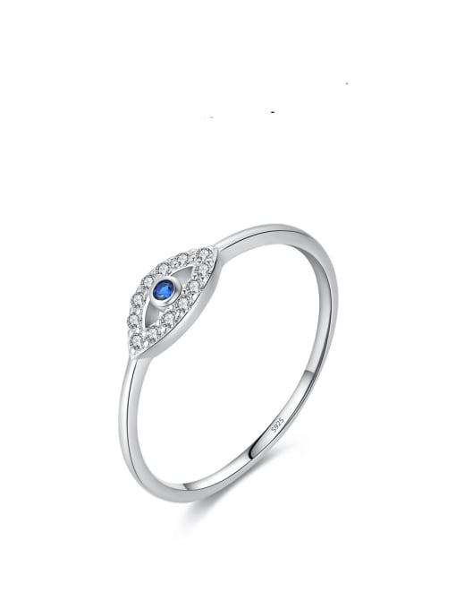 Ring (US size 9) 925 Sterling Silver Cubic Zirconia Evil Eye Minimalist Necklace