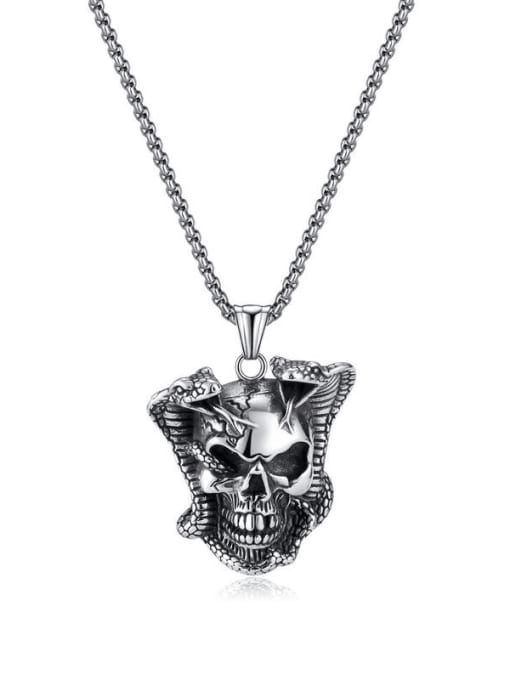 Open Sky Titanium Steel Skull Hip Hop Necklace 0