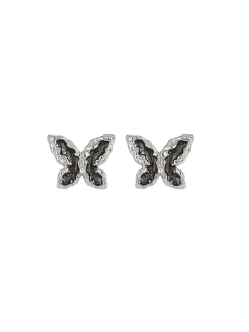Platinum and black 925 Sterling Silver Bowknot Vintage Stud Earring