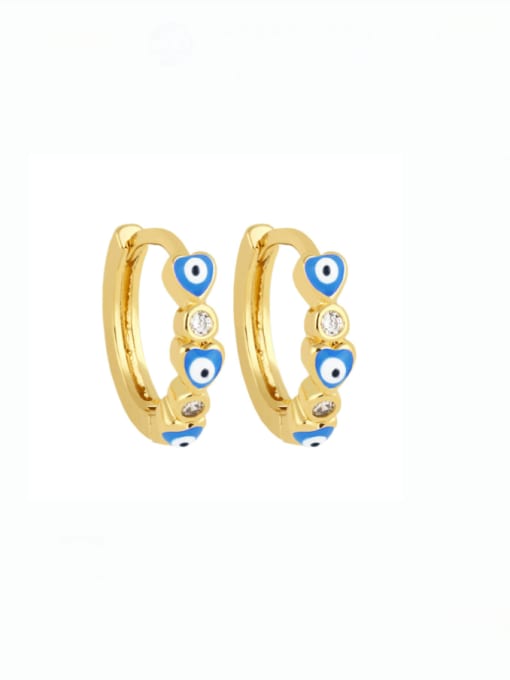 Light blue Brass Enamel Evil Eye Vintage Huggie Earring