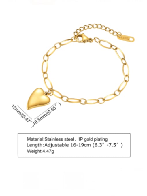 CONG Titanium Steel Heart Minimalist Hollow Chain Link Bracelet 3