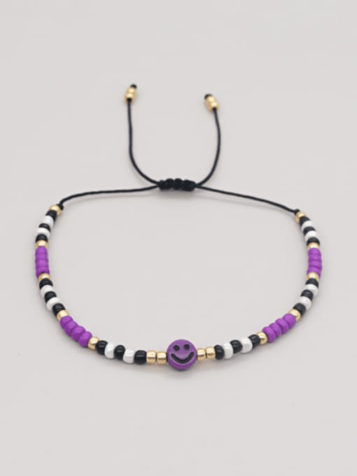 QT B210052B Miyuki Millet Bead Multi Color Acrylic Smiley Bohemia Handmade Weave Bracelet